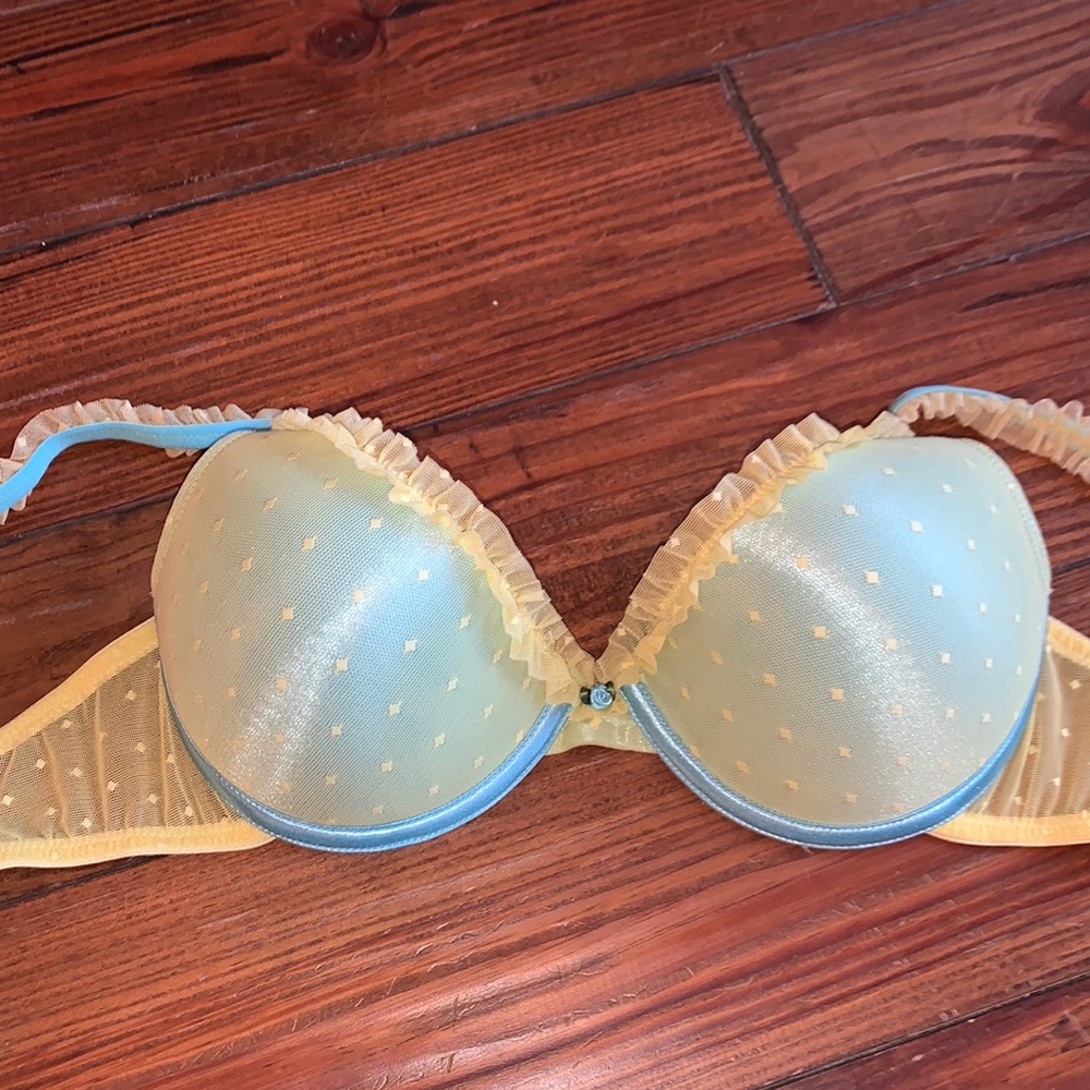 Delicates blue yellow bra 36C push up